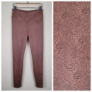 White House Black Market Vegan Suede Runway Leggings Paisley Brown Size 8
